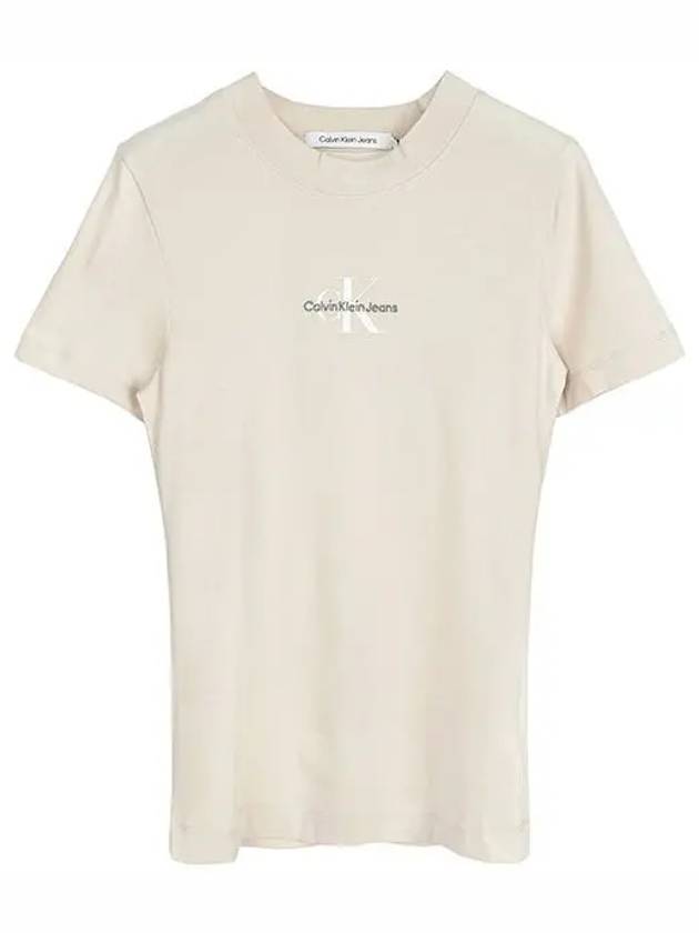 Monologo Short Sleeve T-Shirt Beige - CALVIN KLEIN - BALAAN 2