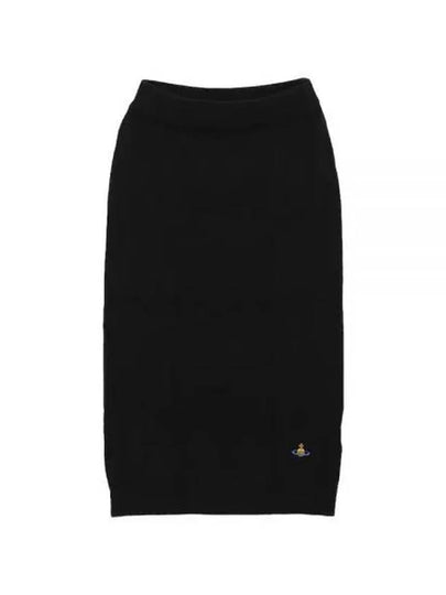 Women's Embroidered Logo Wool Pencil Skirt Black - VIVIENNE WESTWOOD - BALAAN 2