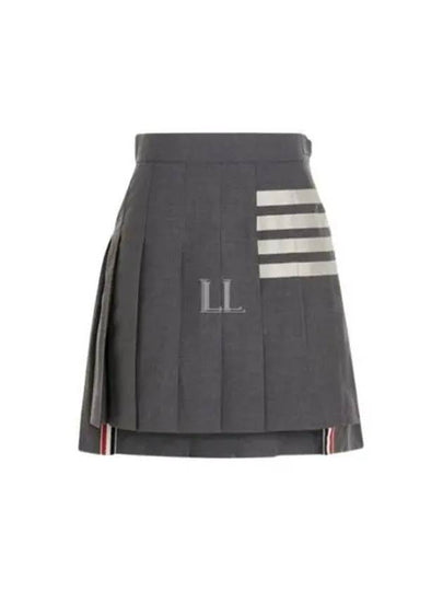 4 Bar Logo Plain Weave Wool Pleated Skirt Grey - THOM BROWNE - BALAAN 2