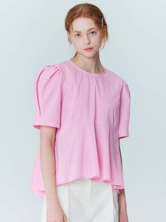 Back ribbon detail peplum blouse pink - OPENING SUNSHINE - BALAAN 6