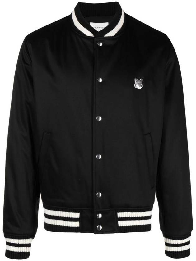 Cotton Satin Teddy Jacket Black - MAISON KITSUNE - BALAAN 1