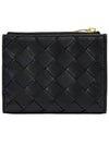 Intrecciato Small Leather Half Wallet Black - BOTTEGA VENETA - BALAAN 9