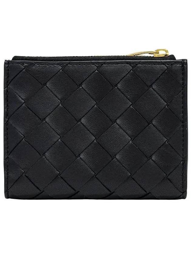 Intrecciato Small Leather Half Wallet Black - BOTTEGA VENETA - BALAAN 9