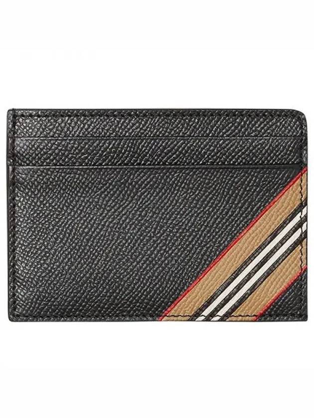 Icon Stripe Grainy Leather Card Wallet Black - BURBERRY - BALAAN 2