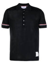 Lightweight Cotton Short Sleeve Polo Shirt Navy - THOM BROWNE - BALAAN 2