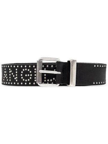 Palm Angels Leather Belt With Studs, Men's, Black - PALM ANGELS - BALAAN 1