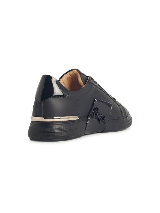 Philipp Plein 'Hexagon' Black Leather Sneakers - PHILIPP PLEIN - BALAAN 3