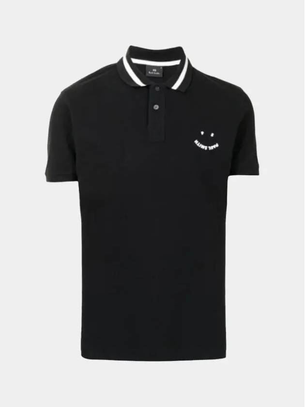 Happy Face Logo Short Sleeve Polo Shirt Black - PAUL SMITH - BALAAN 2