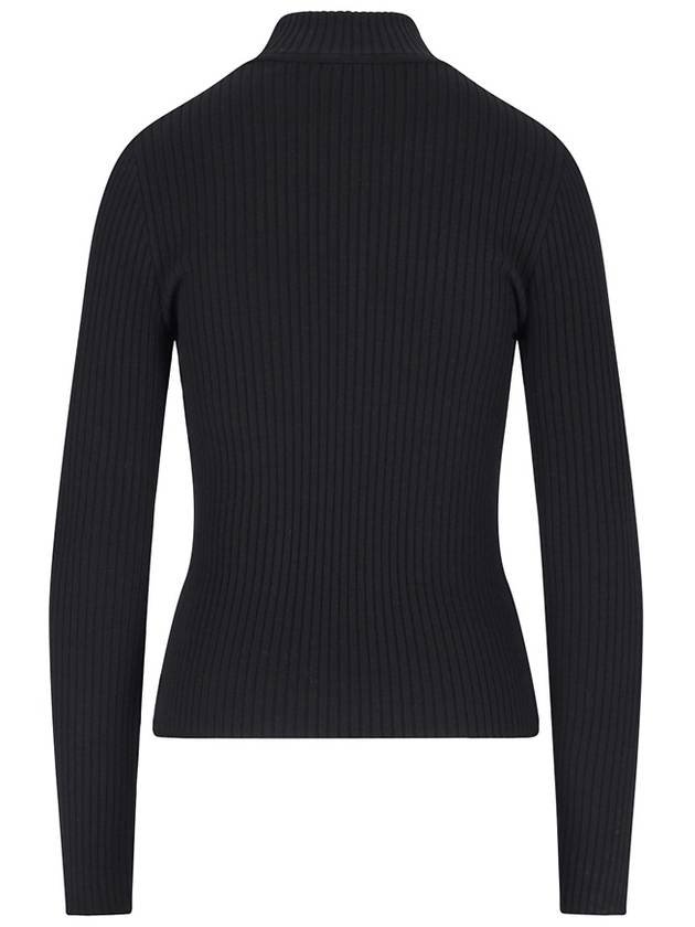 Courrèges  Logo Knit Sweater Long Sleeve Top TShirt Black PERMPU022FI0001 - COURREGES - BALAAN 2