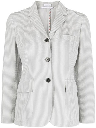 Striped Seersucker Single Breasted Blazer FBC900UF0600 - THOM BROWNE - BALAAN 1