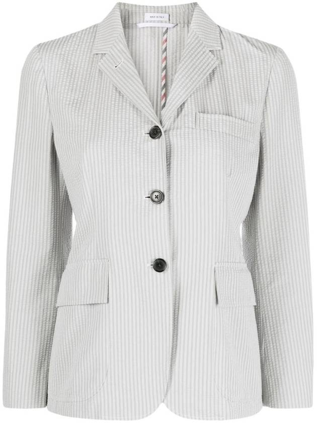 Striped Seersucker Single Breasted Blazer FBC900UF0600 - THOM BROWNE - BALAAN 1