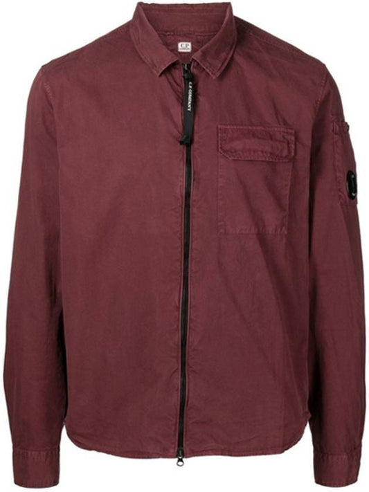 Lens Wappen Long Sleeve Zip-Up Jacket Burgundy - CP COMPANY - BALAAN.