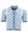 Check Jacquard Cardigan Blue - ALESSANDRA RICH - BALAAN 1