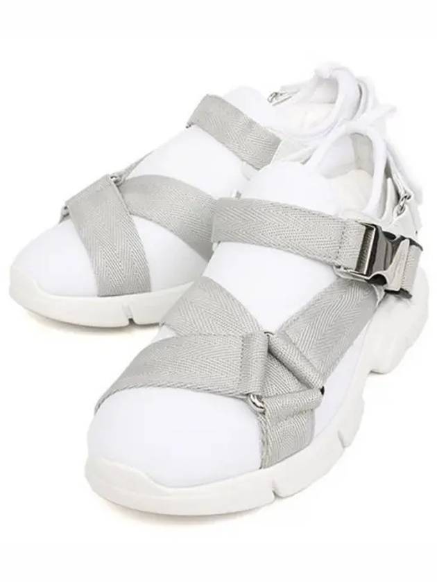 Neoprene Strap Low Top Sneakers Silver White - PRADA - BALAAN 2