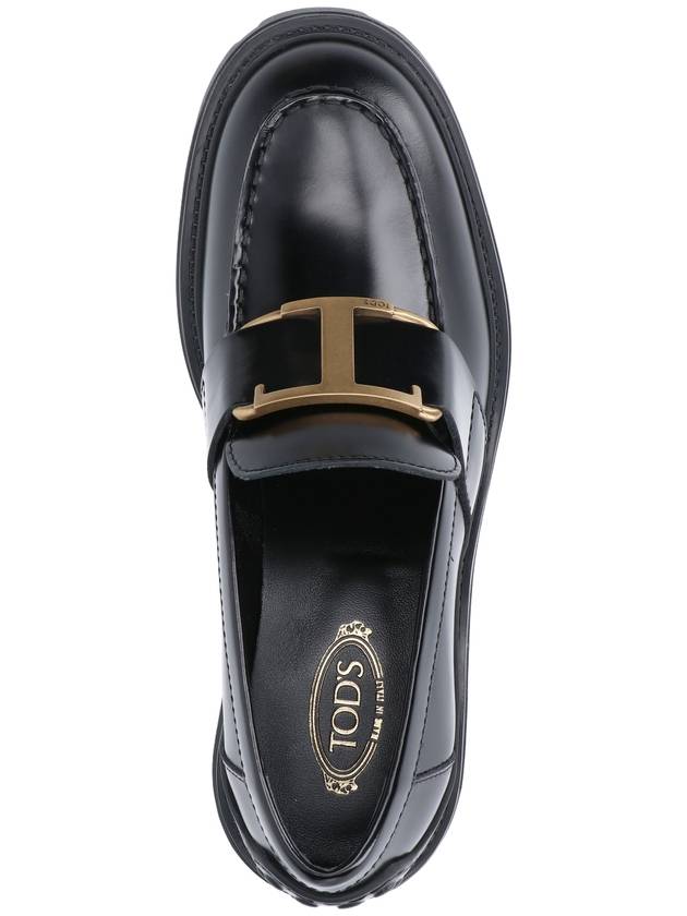 T Logo Leather Loafer Heels Black - TOD'S - BALAAN 6