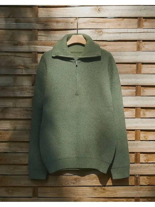 overfit volume half zip-up ribbed knit khaki - FLUKE - BALAAN 1