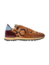 Leopard Rock Stud Low Top Sneakers Brown - VALENTINO - BALAAN 1