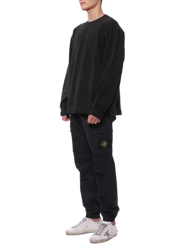 Crew Neck  Brushed Cotton Fleece Sweatshirt Black - STONE ISLAND - BALAAN 5