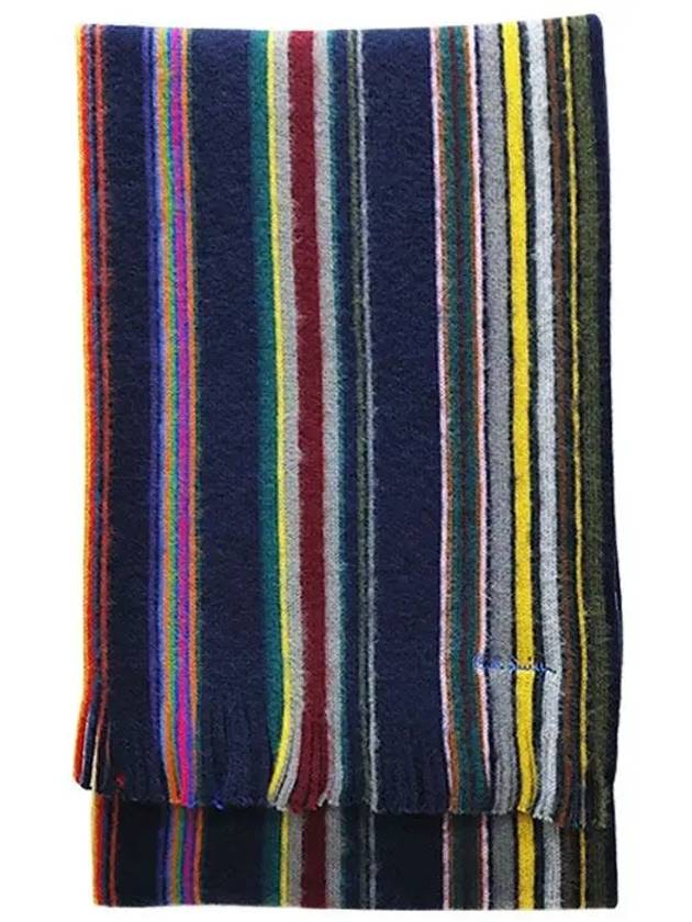 Signature Stripe Cashmere Scarf Navy - PAUL SMITH - BALAAN 3