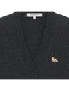 Baby Fox Patch Boxy Cardigan Dark Grey Melange - MAISON KITSUNE - BALAAN 5