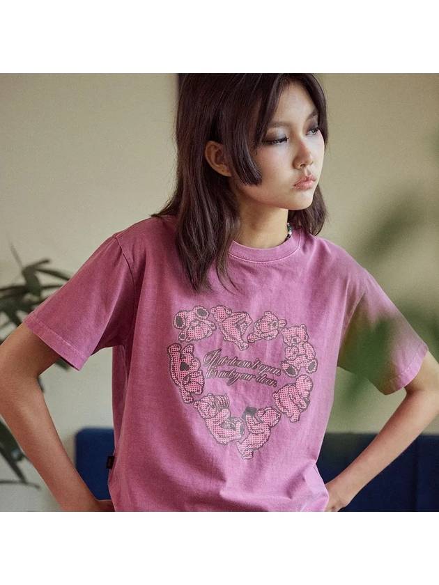 Heart Bear Pigment Crop Short Sleeve T Shirt Dusty Pink - CPGN STUDIO - BALAAN 1