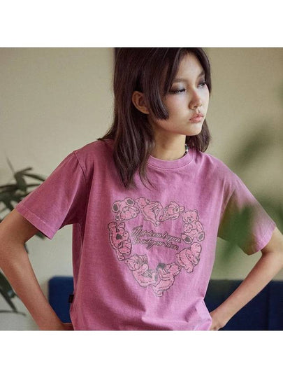 Heart Bear Pigment Cropped Short Sleeve T Shirt Dusty Pink - CPGN STUDIO - BALAAN 2