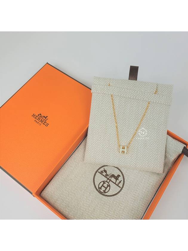 Mini Pop H Pendant Necklace Gold Blanc White - HERMES - BALAAN 2