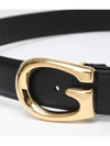 G Buckle Thin Leather Belt Black - GUCCI - BALAAN 3