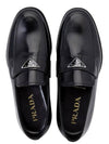 Men's Triangle Logo Leather Loafers Black - PRADA - BALAAN 4