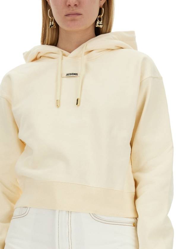 Le Sweatshirt Gros Grain Cotton Hoodie Light Beige - JACQUEMUS - BALAAN 4