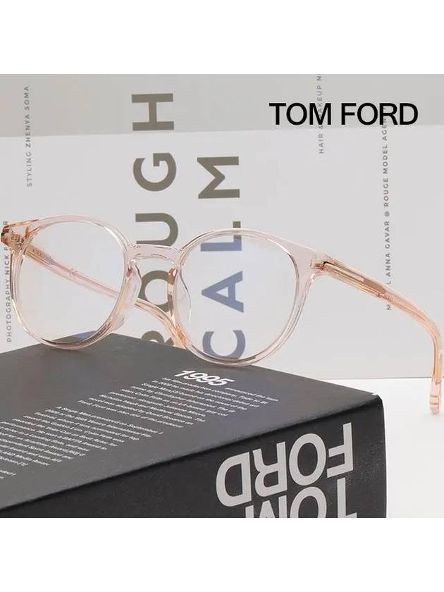 Blue light blocking glasses frame TF5796KB 072 Pink transparent horn rim Asian fit - TOM FORD - BALAAN 2