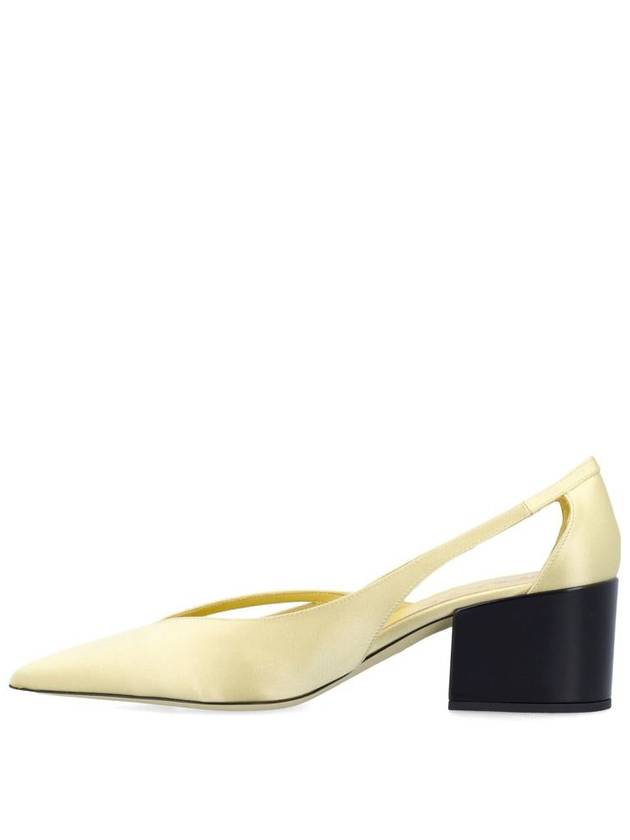 satin cutout pumps heel lemon yellow - PRADA - BALAAN 5