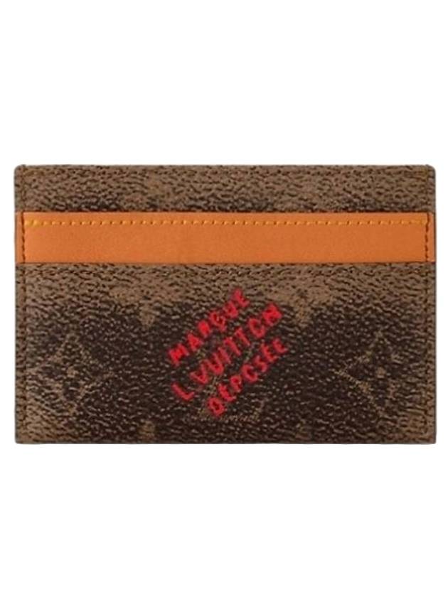 Double Monogram Dust Coated Canvas Card Wallet Brown - LOUIS VUITTON - BALAAN 1