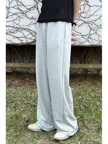 Braille wide sweat pants Gray - BLEAK BAKE - BALAAN 1