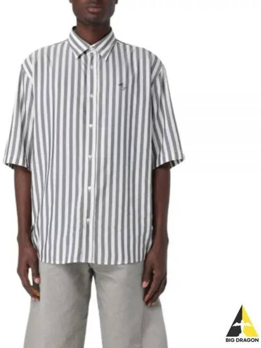 Stripe Button Up Short Sleeve Shirt White Black - ACNE STUDIOS - BALAAN 2