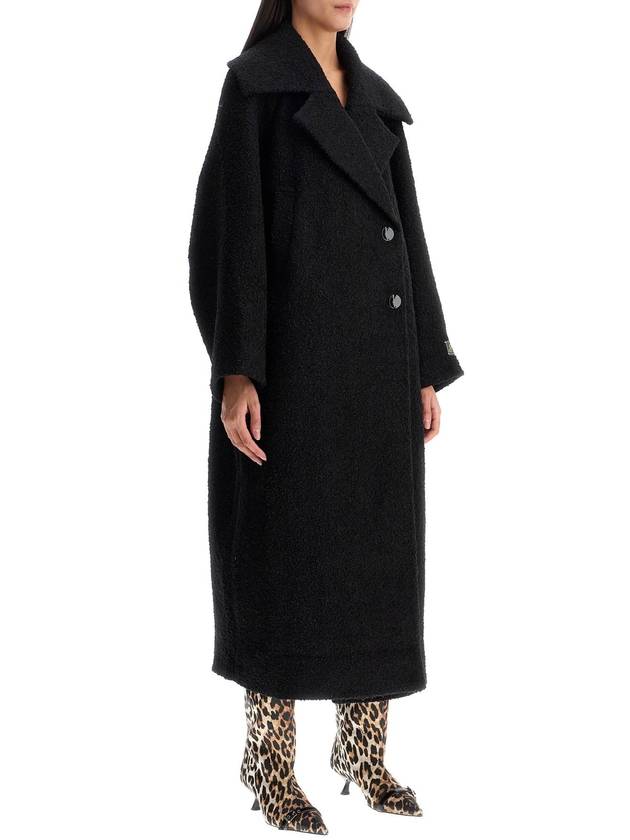 Long Buclar Logo Patch Double Coat Black - GANNI - BALAAN 3