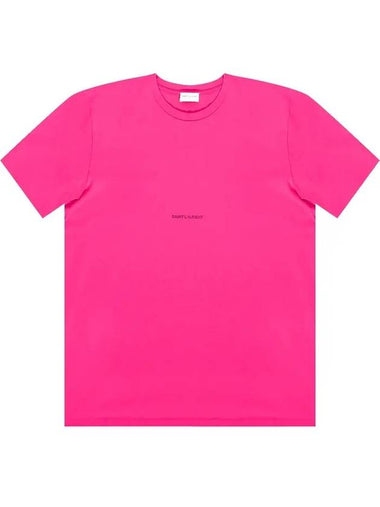 Logo Short Sleeve T-shirt Pink - SAINT LAURENT - BALAAN 1