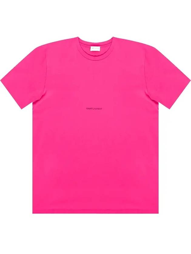 Logo Short Sleeve T-shirt Pink - SAINT LAURENT - BALAAN 1