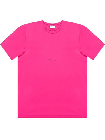 Logo Short Sleeve T-shirt Pink - SAINT LAURENT - BALAAN 1