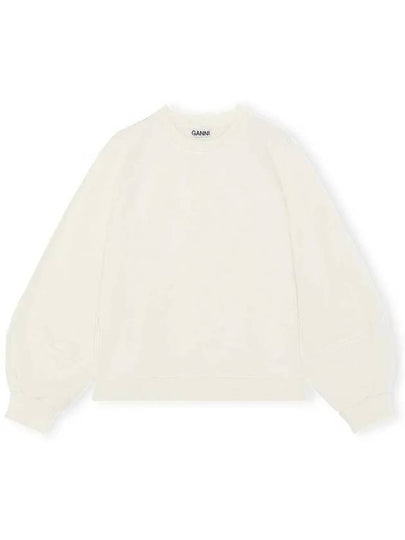 Women's Crew Neck Back Logo Sweatshirt Ivory - GANNI - BALAAN 2