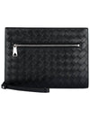 Intrecciato Zipper Small Clutch Bag Black - BOTTEGA VENETA - BALAAN 3