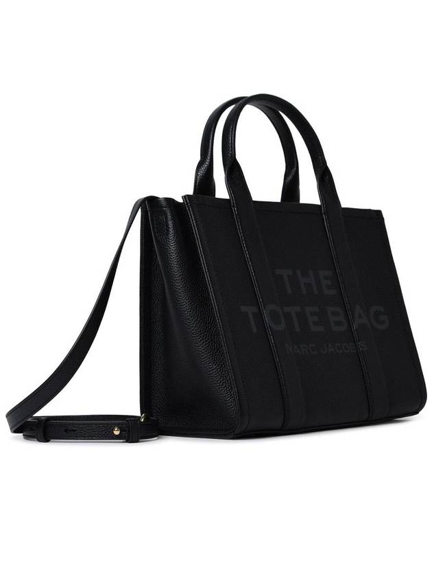 Logo Medium Leather Tote Bag Black - MARC JACOBS - BALAAN 3