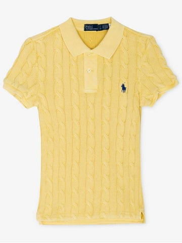 Polo women s pony logo embroidery yellow short sleeve t shirt 211943010 004 - RALPH LAUREN - BALAAN 1