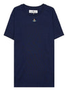 Embroided ORB Peru Short Sleeve T-Shirt Navy - VIVIENNE WESTWOOD - BALAAN 10