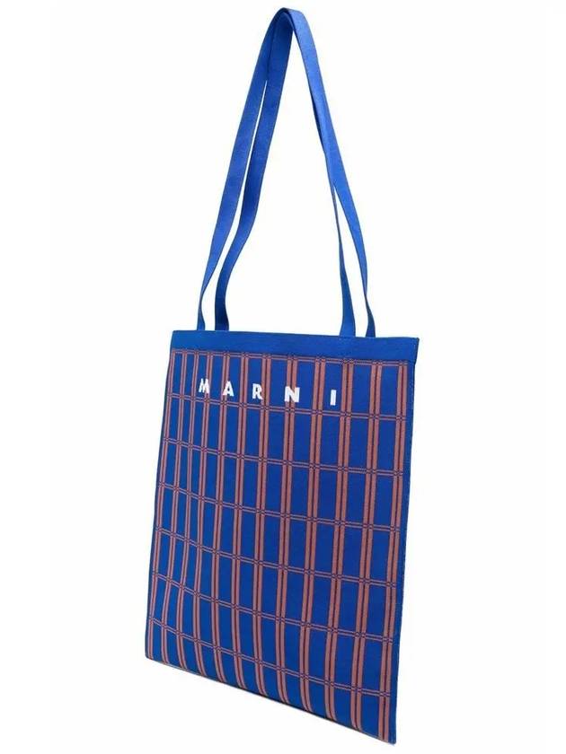 Logo Jacquard Tote Bag Blue - MARNI - BALAAN 4