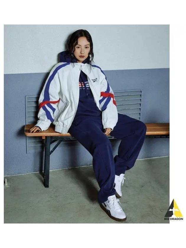 Hyori Lee wearing warm up sweat pants navy - REEBOK - BALAAN 1