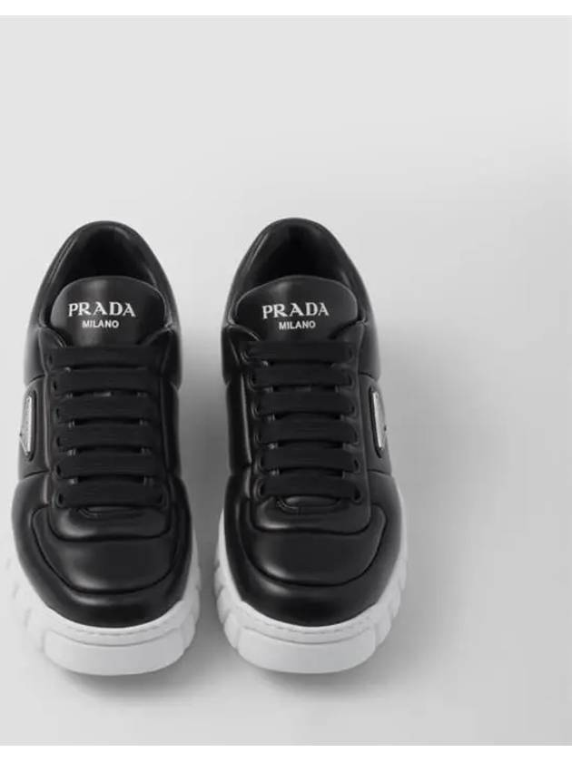 Padded Nappa Leather Low Top Sneakers Black - PRADA - BALAAN 4