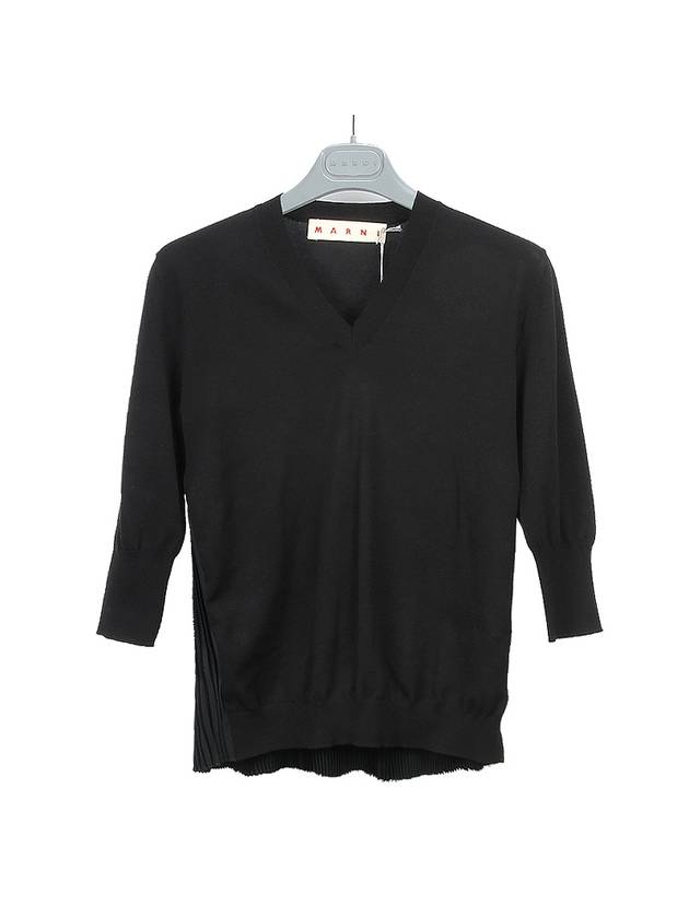 V-neck Cotton Knit  Top Black - MARNI - BALAAN 2