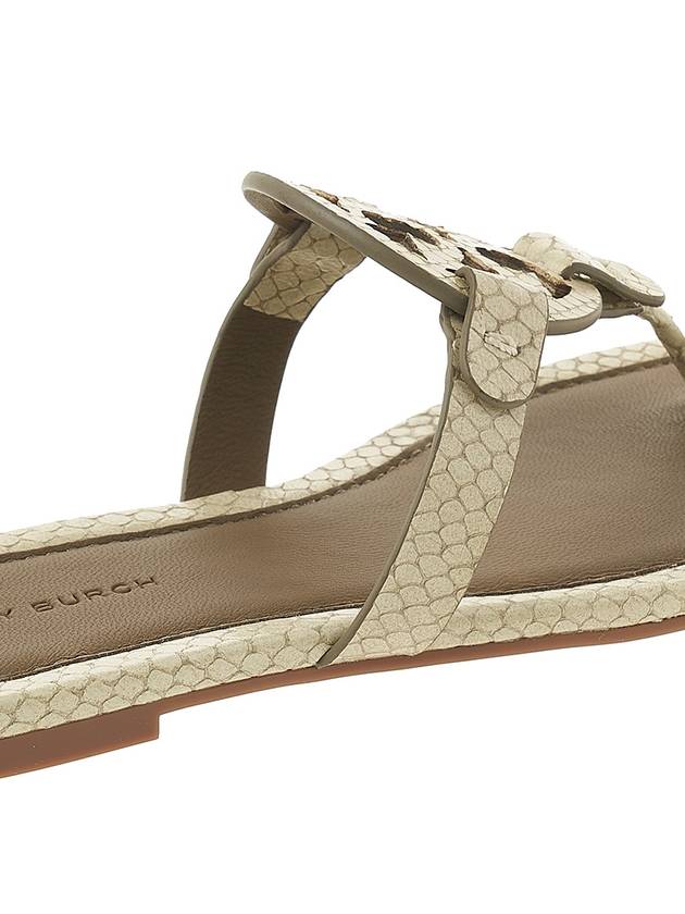 Women's Miller Embossed Leather Flip Flops Cream - TORY BURCH - BALAAN 11