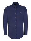 Men's Embroidered ORB Logo Long Sleeve Shirt Navy - VIVIENNE WESTWOOD - BALAAN 2